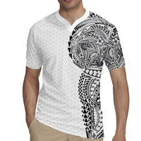 Hawaiian Traditional Tattoos Rugby Jersey Kakau Tribal Tropical Plant Motif White Color LT03 - Polynesian Pride