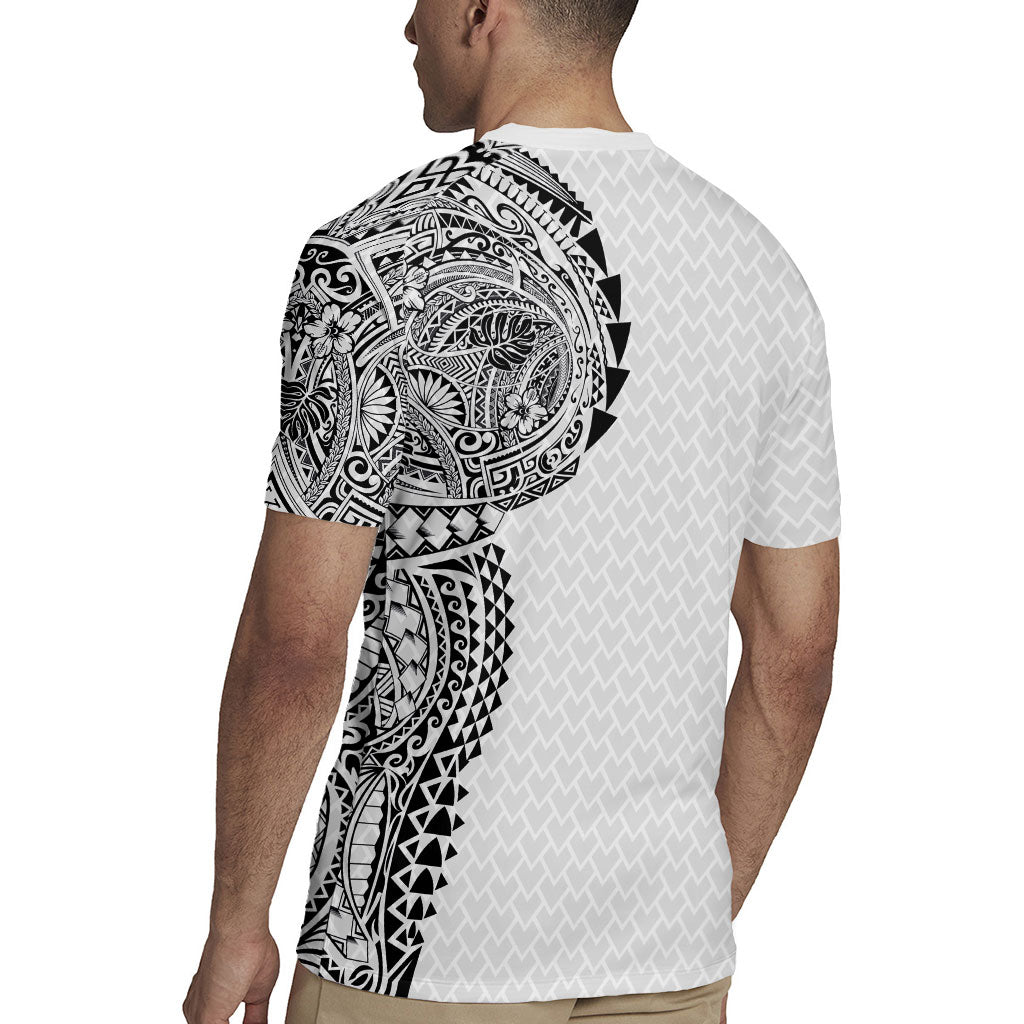 Hawaiian Traditional Tattoos Rugby Jersey Kakau Tribal Tropical Plant Motif White Color LT03 - Polynesian Pride