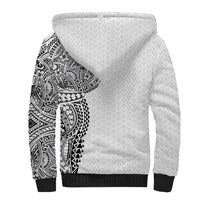 Hawaiian Traditional Tattoos Sherpa Hoodie Kakau Tribal Tropical Plant Motif White Color LT03 - Polynesian Pride