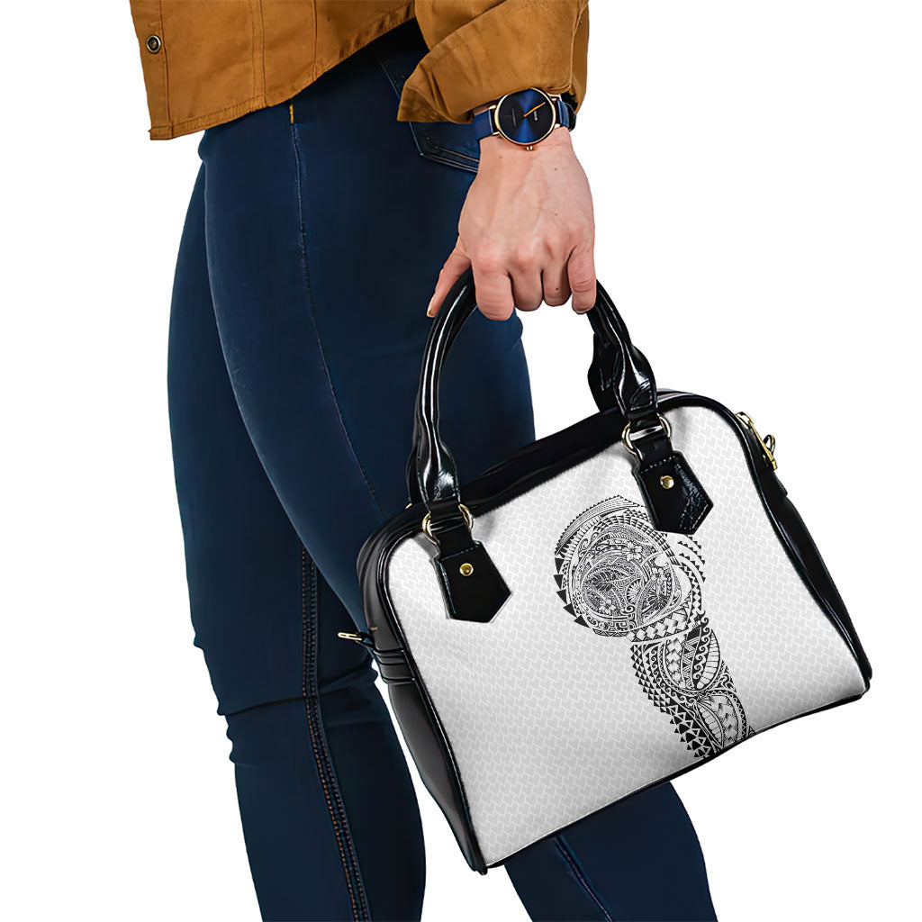 Hawaiian Traditional Tattoos Shoulder Handbag Kakau Tribal Tropical Plant Motif White Color LT03 - Polynesian Pride