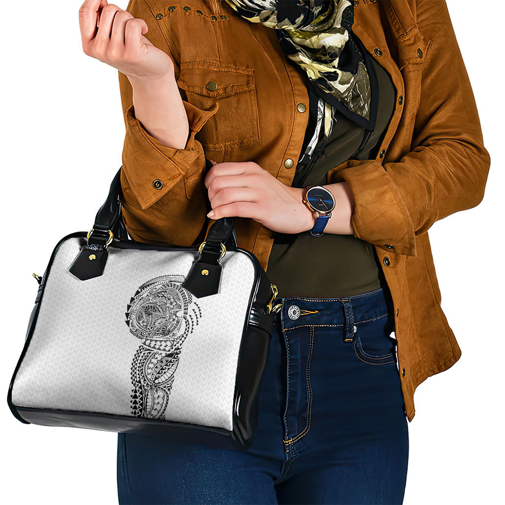 Hawaiian Traditional Tattoos Shoulder Handbag Kakau Tribal Tropical Plant Motif White Color LT03 - Polynesian Pride