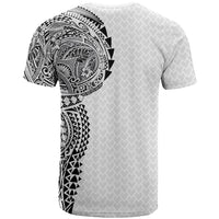 Hawaiian Traditional Tattoos T Shirt Kakau Tribal Tropical Plant Motif White Color
