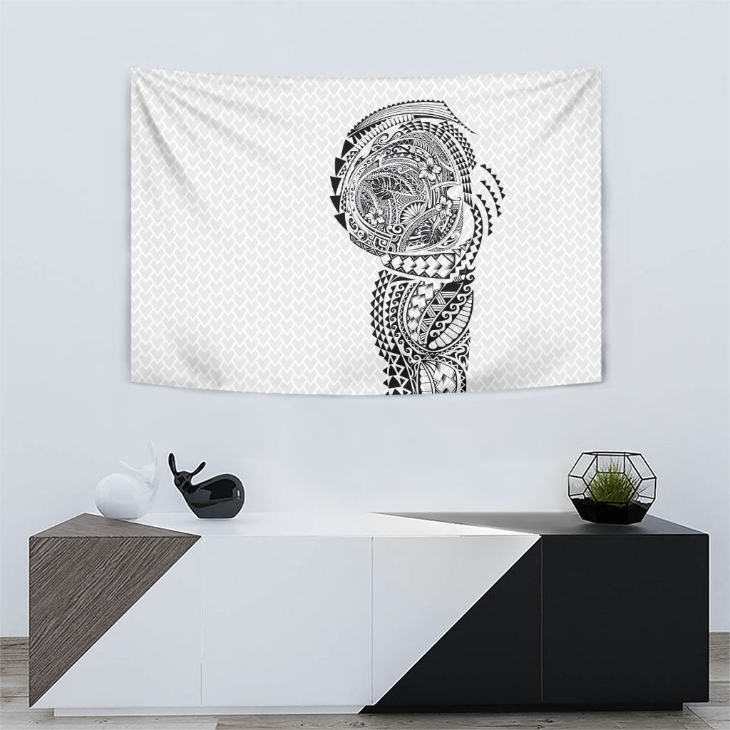 Hawaiian Traditional Tattoos Tapestry Kakau Tribal Tropical Plant Motif White Color LT03 - Polynesian Pride