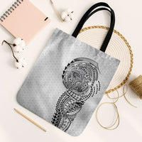 Hawaiian Traditional Tattoos Tote Bag Kakau Tribal Tropical Plant Motif White Color LT03 Black Strap One Size White - Polynesian Pride