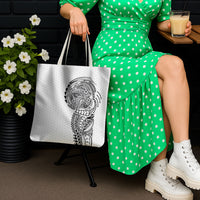 Hawaiian Traditional Tattoos Tote Bag Kakau Tribal Tropical Plant Motif White Color LT03 - Polynesian Pride