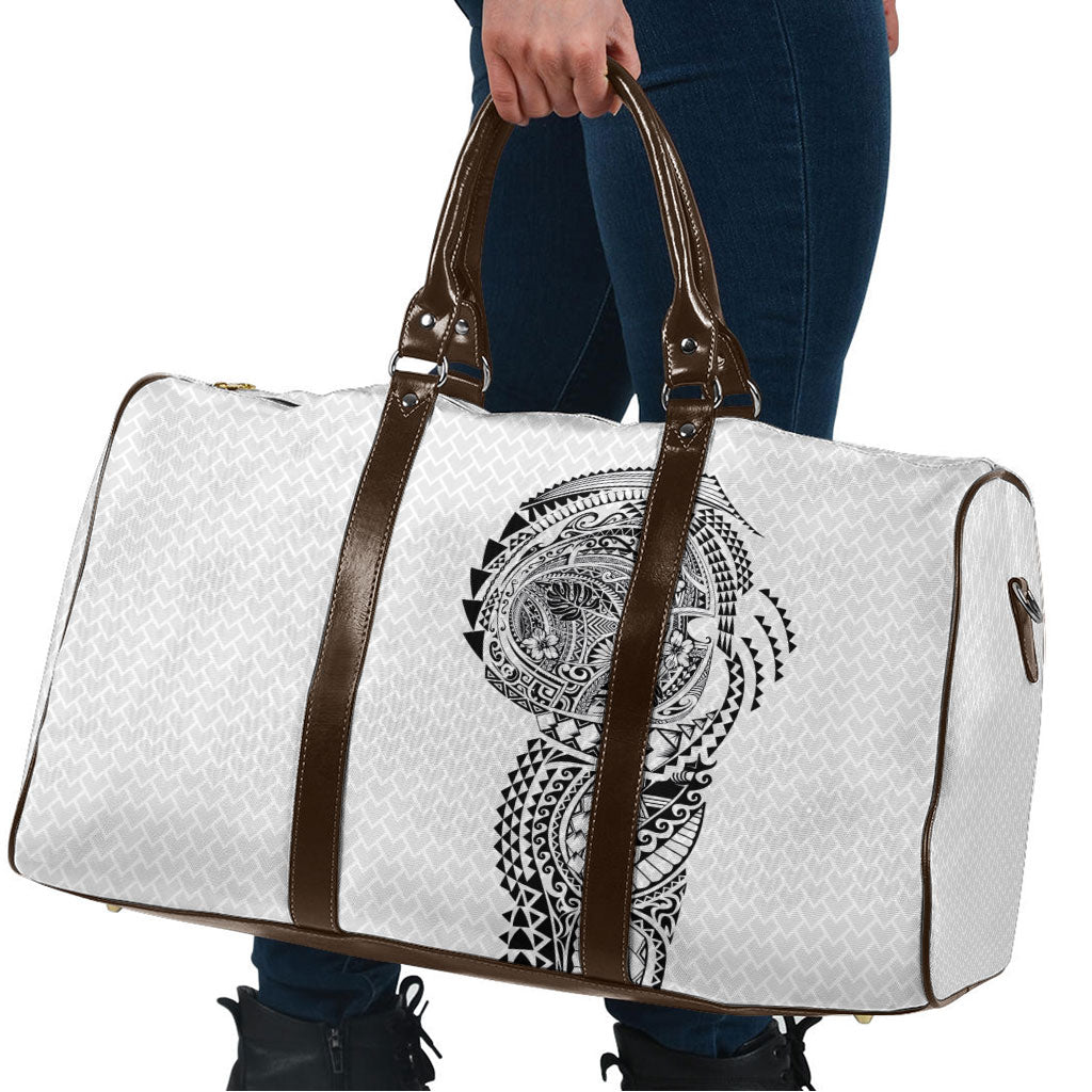 Hawaiian Traditional Tattoos Travel Bag Kakau Tribal Tropical Plant Motif White Color