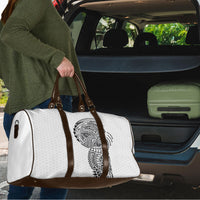 Hawaiian Traditional Tattoos Travel Bag Kakau Tribal Tropical Plant Motif White Color