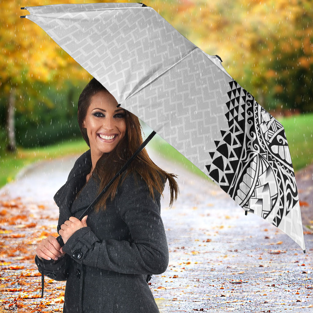 Hawaiian Traditional Tattoos Umbrella Kakau Tribal Tropical Plant Motif White Color LT03 - Polynesian Pride