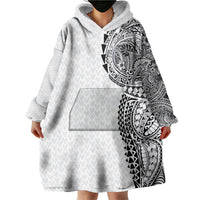 Hawaiian Traditional Tattoos Wearable Blanket Hoodie Kakau Tribal Tropical Plant Motif White Color LT03 - Polynesian Pride
