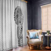 Hawaiian Traditional Tattoos Window Curtain Kakau Tribal Tropical Plant Motif White Color LT03 - Polynesian Pride