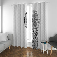 Hawaiian Traditional Tattoos Window Curtain Kakau Tribal Tropical Plant Motif White Color LT03 With Grommets White - Polynesian Pride