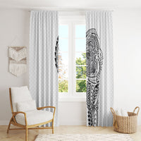 Hawaiian Traditional Tattoos Window Curtain Kakau Tribal Tropical Plant Motif White Color LT03 - Polynesian Pride