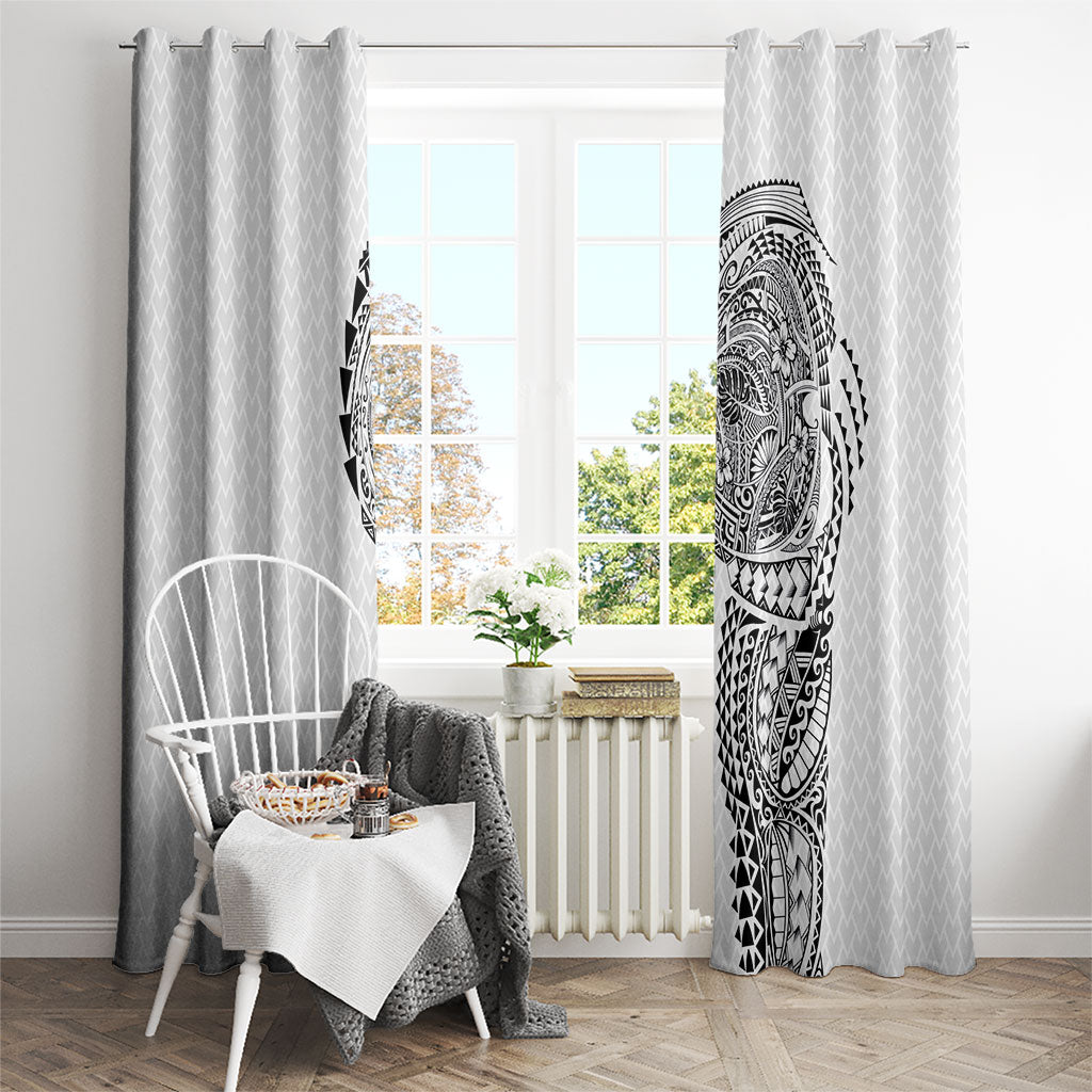 Hawaiian Traditional Tattoos Window Curtain Kakau Tribal Tropical Plant Motif White Color LT03 - Polynesian Pride