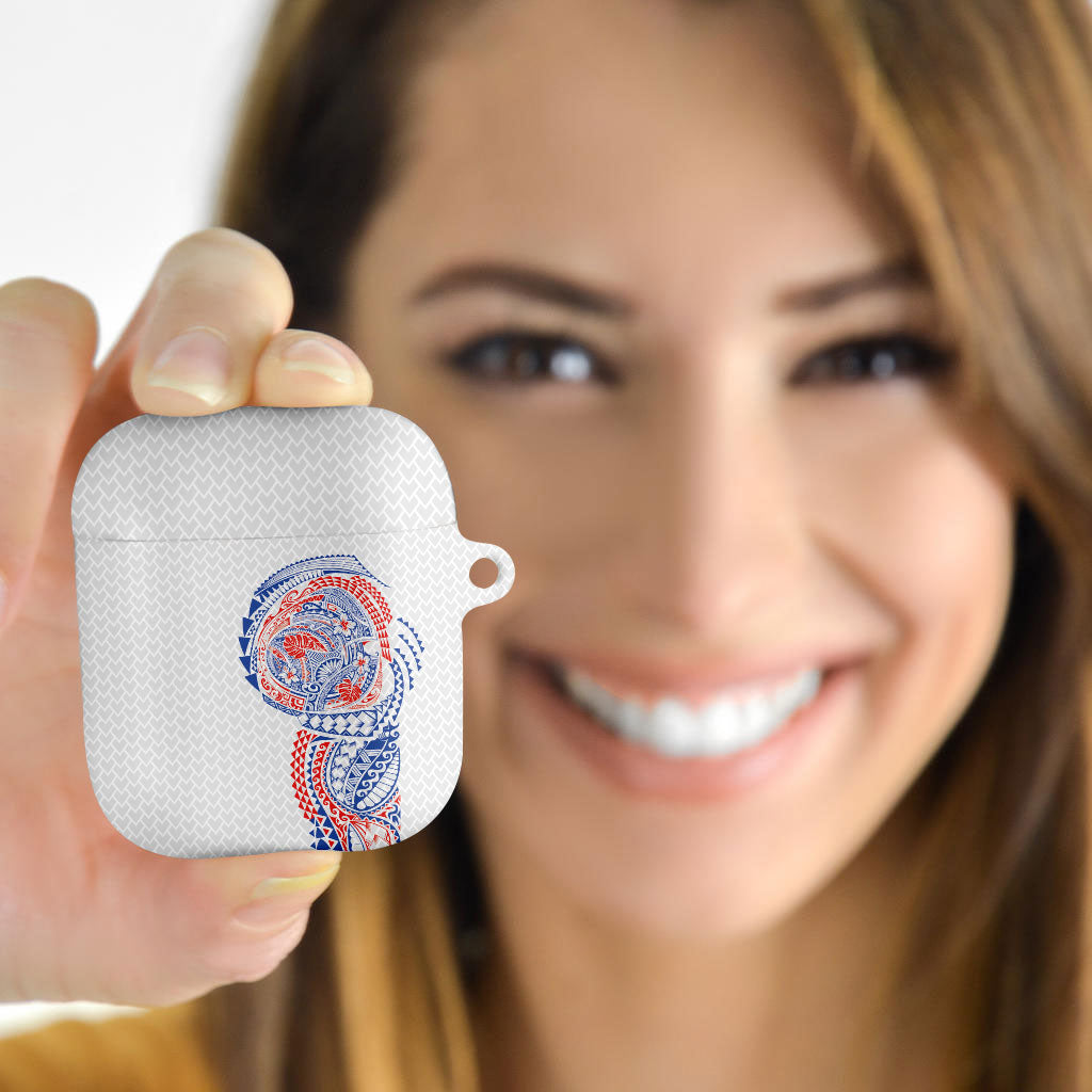 Hawaiian Traditional Tattoos AirPods Case Kakau Tribal Tropical Plant Motif Hawaii Flag Color Inspired