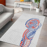 Hawaiian Traditional Tattoos Area Rug Kakau Tribal Tropical Plant Motif Hawaii Flag Color Inspired LT03 - Polynesian Pride