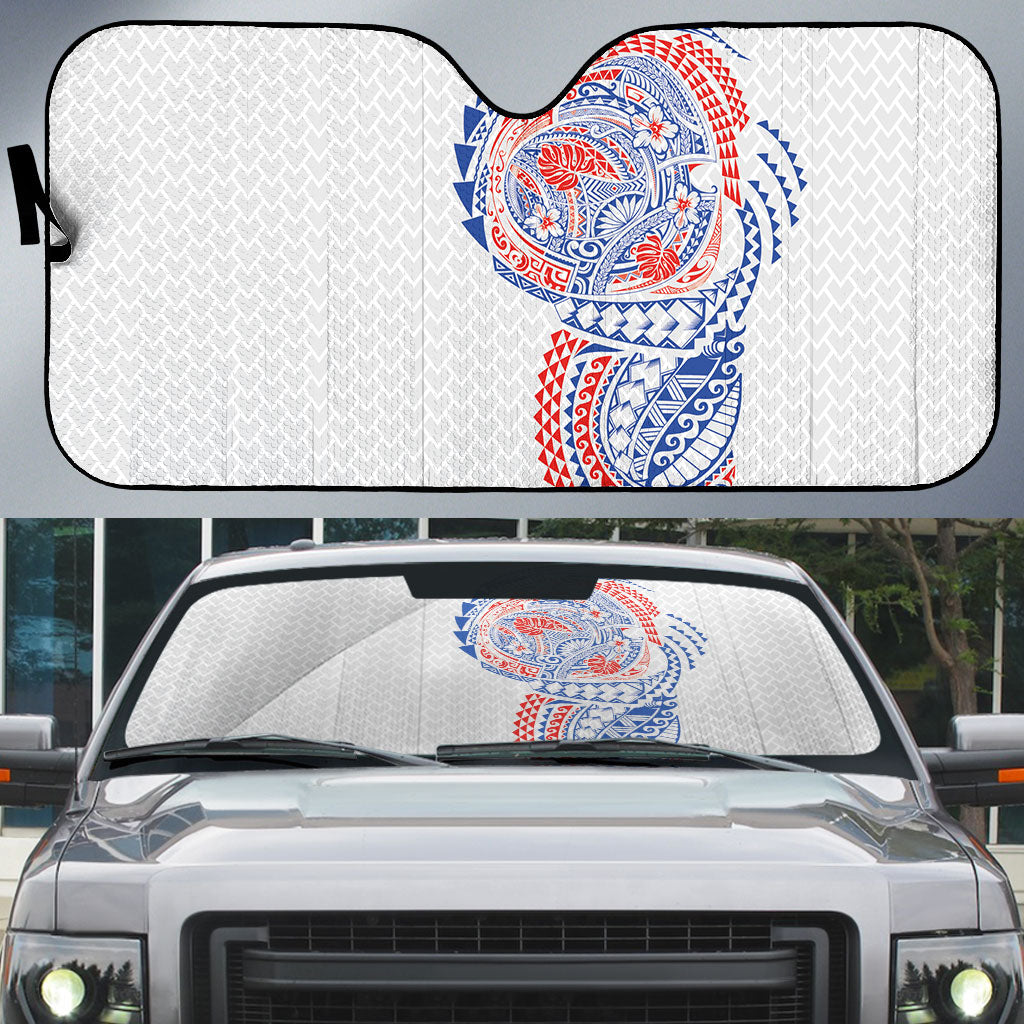 Hawaiian Traditional Tattoos Auto Sun Shade Kakau Tribal Tropical Plant Motif Hawaii Flag Color Inspired