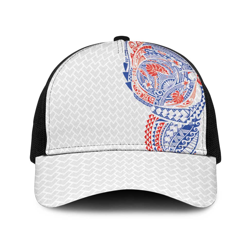 Hawaiian Traditional Tattoos Baseball Net Cap Kakau Tribal Tropical Plants Motif Hawaii Flag Color Inspired