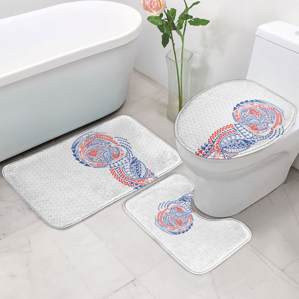 Hawaiian Traditional Tattoos Bathroom Set Kakau Tribal Tropical Plant Motif Hawaii Flag Color Inspired