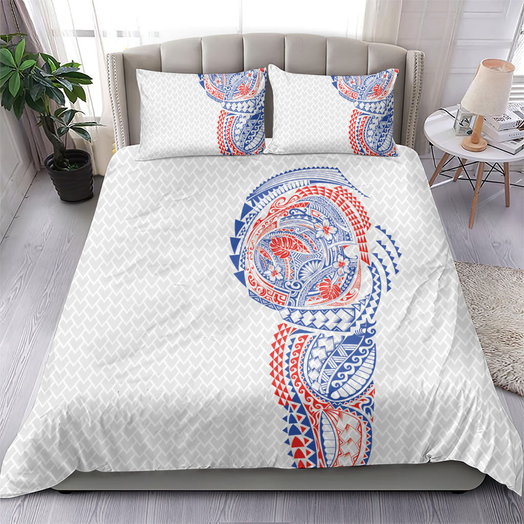 Hawaiian Traditional Tattoos Bedding Set Kakau Tribal Tropical Plant Motif Hawaii Flag Color Inspired LT03 - Polynesian Pride