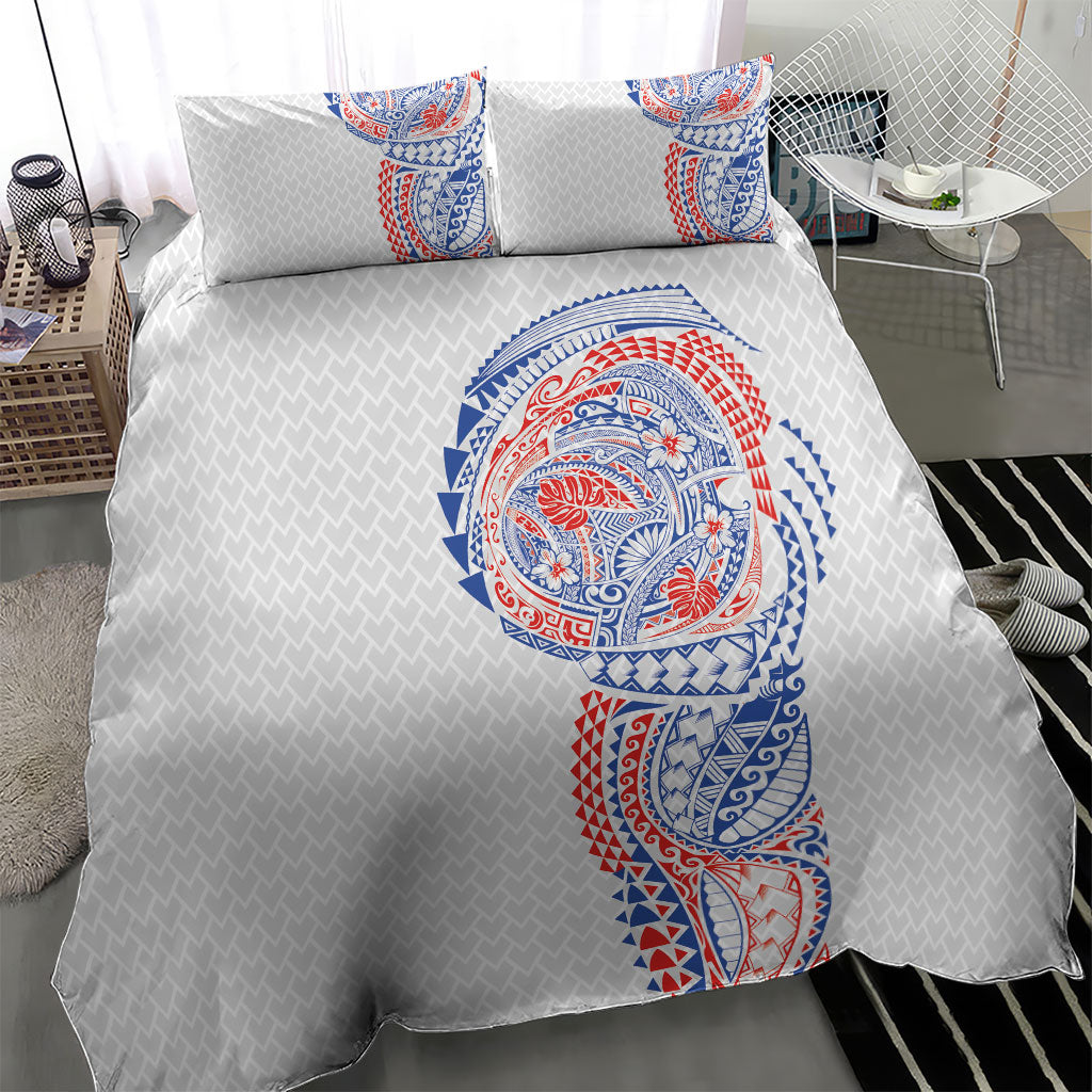 Hawaiian Traditional Tattoos Bedding Set Kakau Tribal Tropical Plant Motif Hawaii Flag Color Inspired LT03 - Polynesian Pride