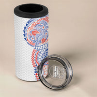 Hawaiian Traditional Tattoos 4 in 1 Can Cooler Tumbler Kakau Tribal Tropical Plant Motif Hawaii Flag Color Inspired LT03 - Polynesian Pride