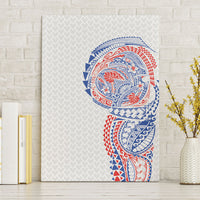 Hawaiian Traditional Tattoos Canvas Wall Art Kakau Tribal Tropical Plant Motif Hawaii Flag Color Inspired