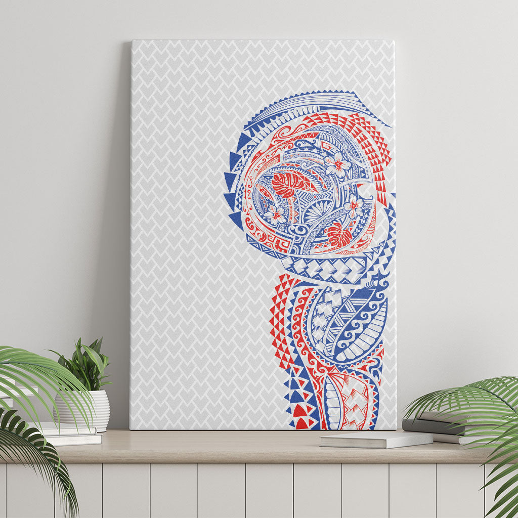 Hawaiian Traditional Tattoos Canvas Wall Art Kakau Tribal Tropical Plant Motif Hawaii Flag Color Inspired