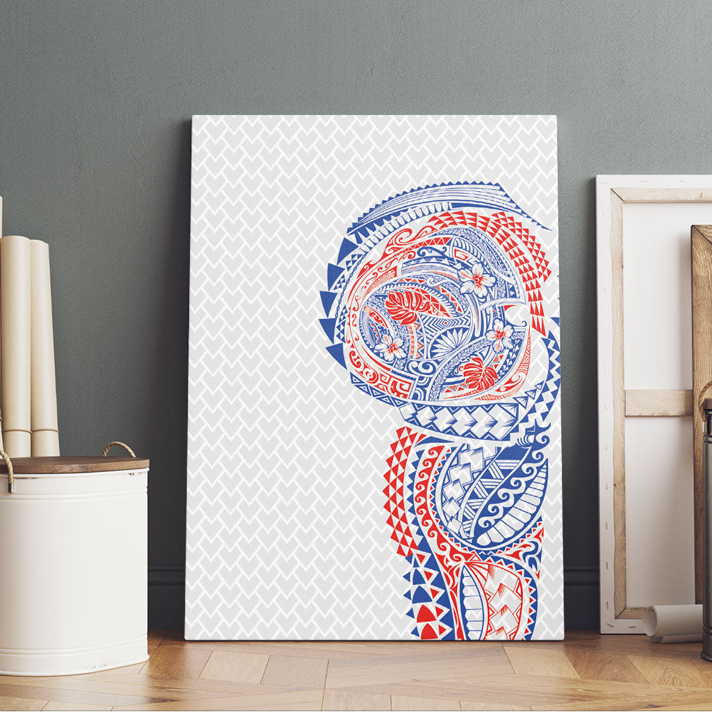Hawaiian Traditional Tattoos Canvas Wall Art Kakau Tribal Tropical Plant Motif Hawaii Flag Color Inspired