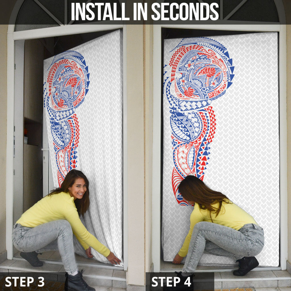 Hawaiian Traditional Tattoos Door Cover Kakau Tribal Tropical Plant Motif Hawaii Flag Color Inspired LT03 - Polynesian Pride