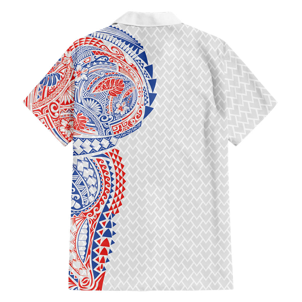 Hawaiian Traditional Tattoos Family Matching Puletasi and Hawaiian Shirt Kakau Tribal Tropical Plant Motif Hawaii Flag Color Inspired LT03 - Polynesian Pride
