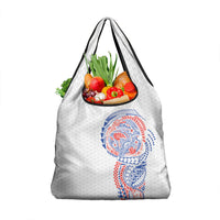Hawaiian Traditional Tattoos Grocery Bag Kakau Tribal Tropical Plant Motif Hawaii Flag Color Inspired