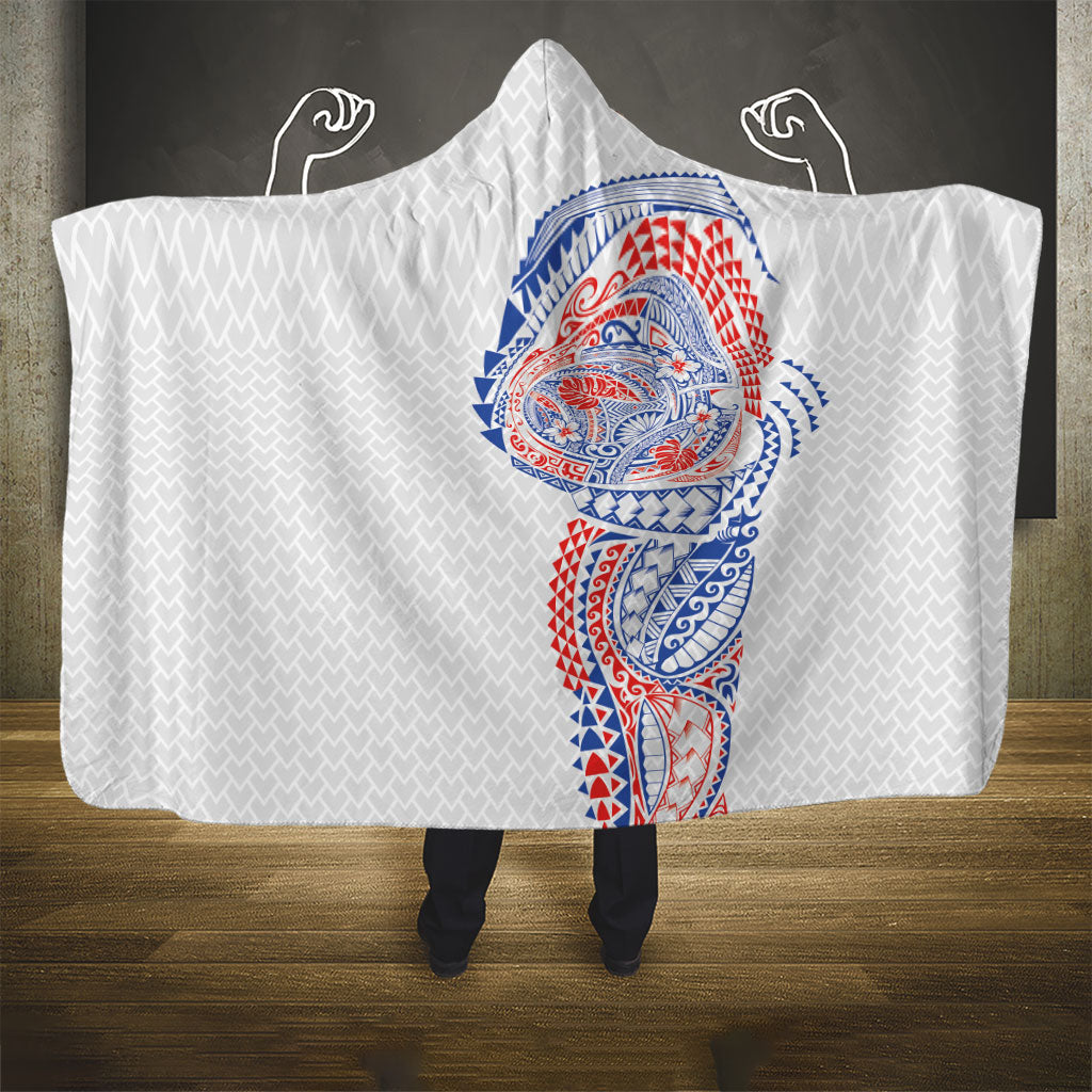 Hawaiian Traditional Tattoos Hooded Blanket Kakau Tribal Tropical Plant Motif Hawaii Flag Color Inspired LT03 - Polynesian Pride