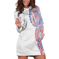 Hawaiian Traditional Tattoos Hoodie Dress Kakau Tribal Tropical Plant Motif Hawaii Flag Color Inspired LT03 Multicolor - Polynesian Pride