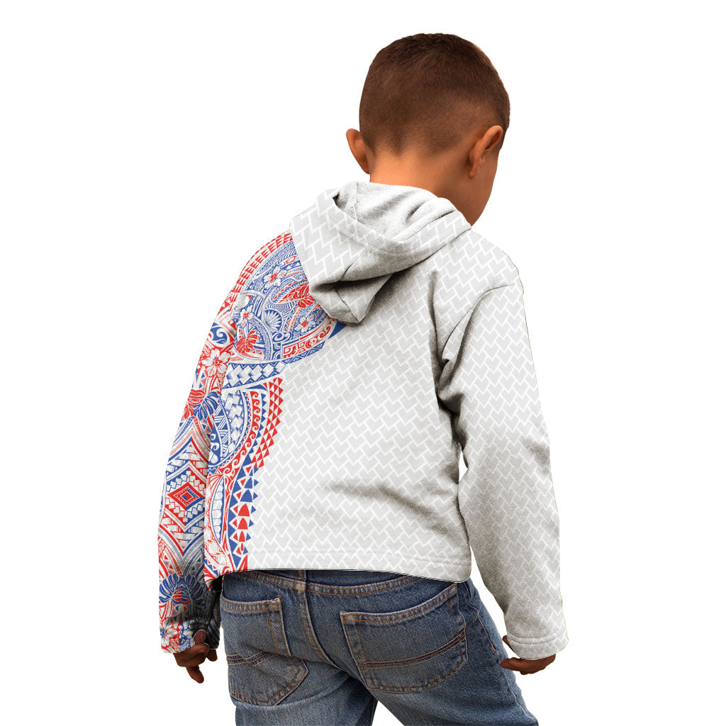 Hawaiian Traditional Tattoos Kid Hoodie Kakau Tribal Tropical Plant Motif Hawaii Flag Color Inspired LT03 - Polynesian Pride