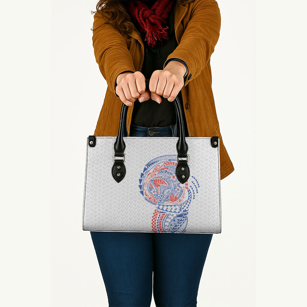Hawaiian Traditional Tattoos Leather Bag Kakau Tribal Tropical Plant Motif Hawaii Flag Color Inspired
