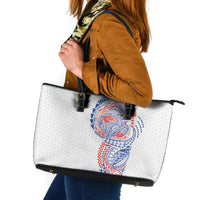 Hawaiian Traditional Tattoos Leather Tote Bag Kakau Tribal Tropical Plant Motif Hawaii Flag Color Inspired LT03 Multicolor - Polynesian Pride