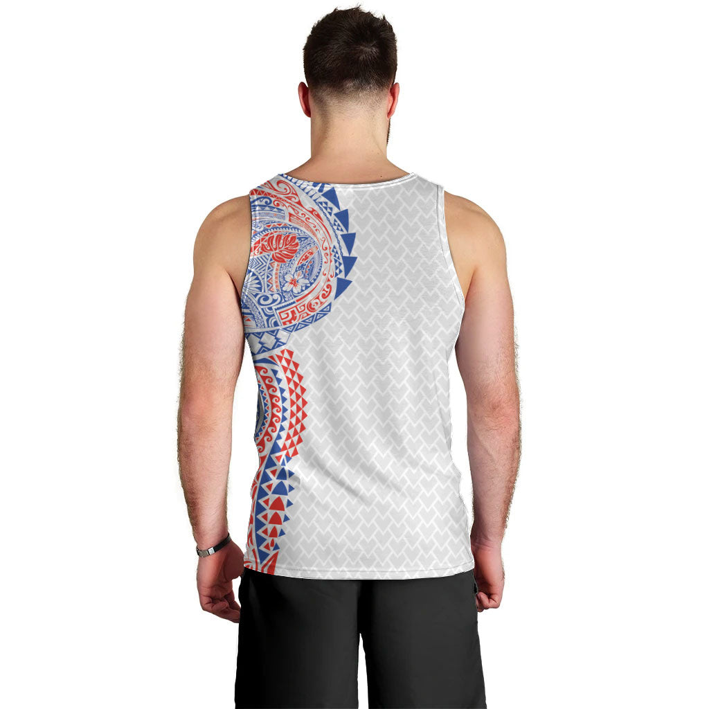 Hawaiian Traditional Tattoos Men Tank Top Kakau Tribal Tropical Plant Motif Hawaii Flag Color Inspired LT03 - Polynesian Pride