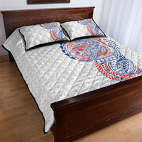 Hawaiian Traditional Tattoos Quilt Bed Set Kakau Tribal Tropical Plant Motif Hawaii Flag Color Inspired