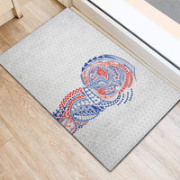 Hawaiian Traditional Tattoos Rubber Doormat Kakau Tribal Tropical Plant Motif Hawaii Flag Color Inspired