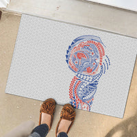 Hawaiian Traditional Tattoos Rubber Doormat Kakau Tribal Tropical Plant Motif Hawaii Flag Color Inspired