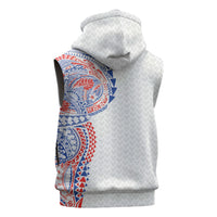 Hawaiian Traditional Tattoos Sleeveless Zip Hoodie Kakau Tribal Tropical Plant Motif Hawaii Flag Color Inspired LT03 - Polynesian Pride