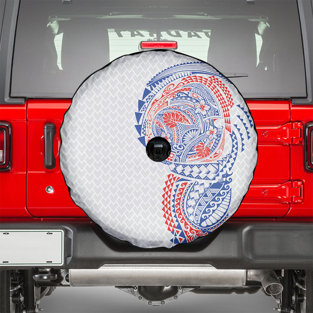 Hawaiian Traditional Tattoos Spare Tire Cover Kakau Tribal Tropical Plant Motif Hawaii Flag Color Inspired LT03 - Polynesian Pride