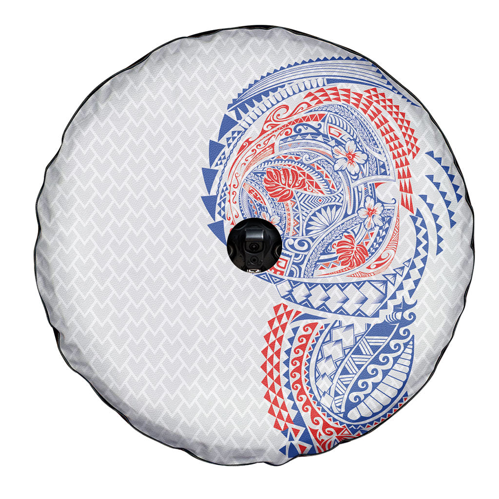 Hawaiian Traditional Tattoos Spare Tire Cover Kakau Tribal Tropical Plant Motif Hawaii Flag Color Inspired LT03 - Polynesian Pride