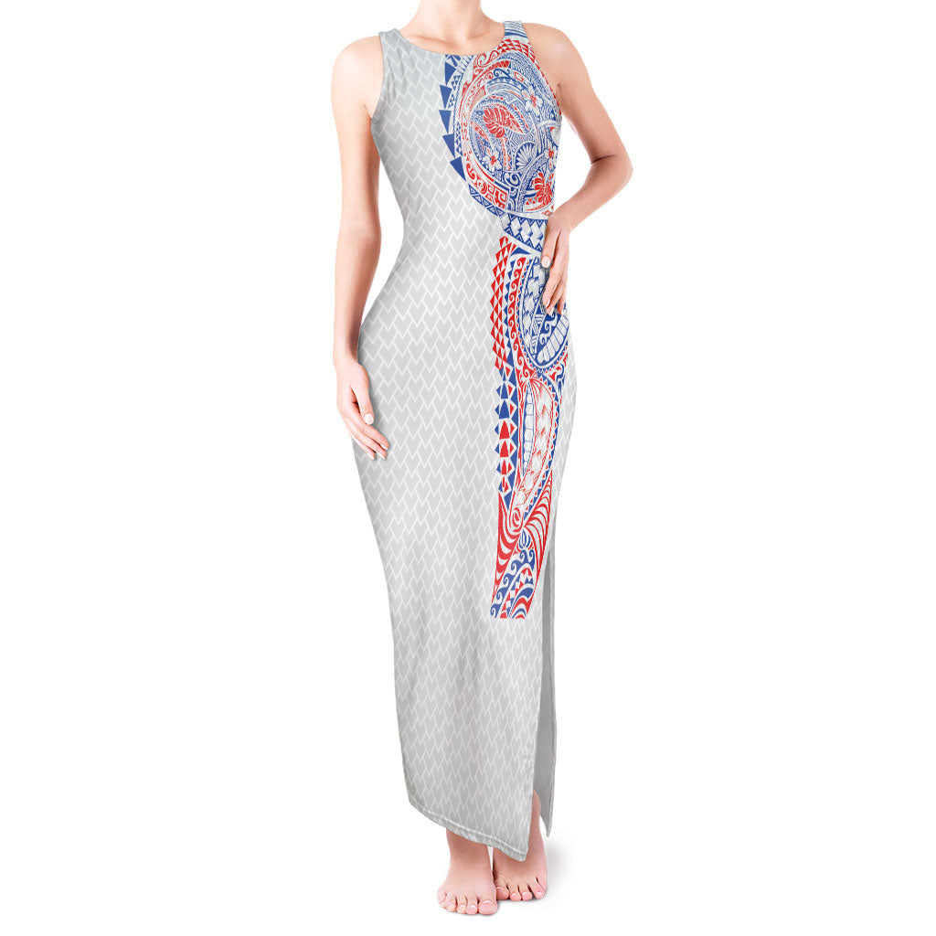 Hawaiian Traditional Tattoos Tank Maxi Dress Kakau Tribal Tropical Plant Motif Hawaii Flag Color Inspired LT03 Women Multicolor - Polynesian Pride