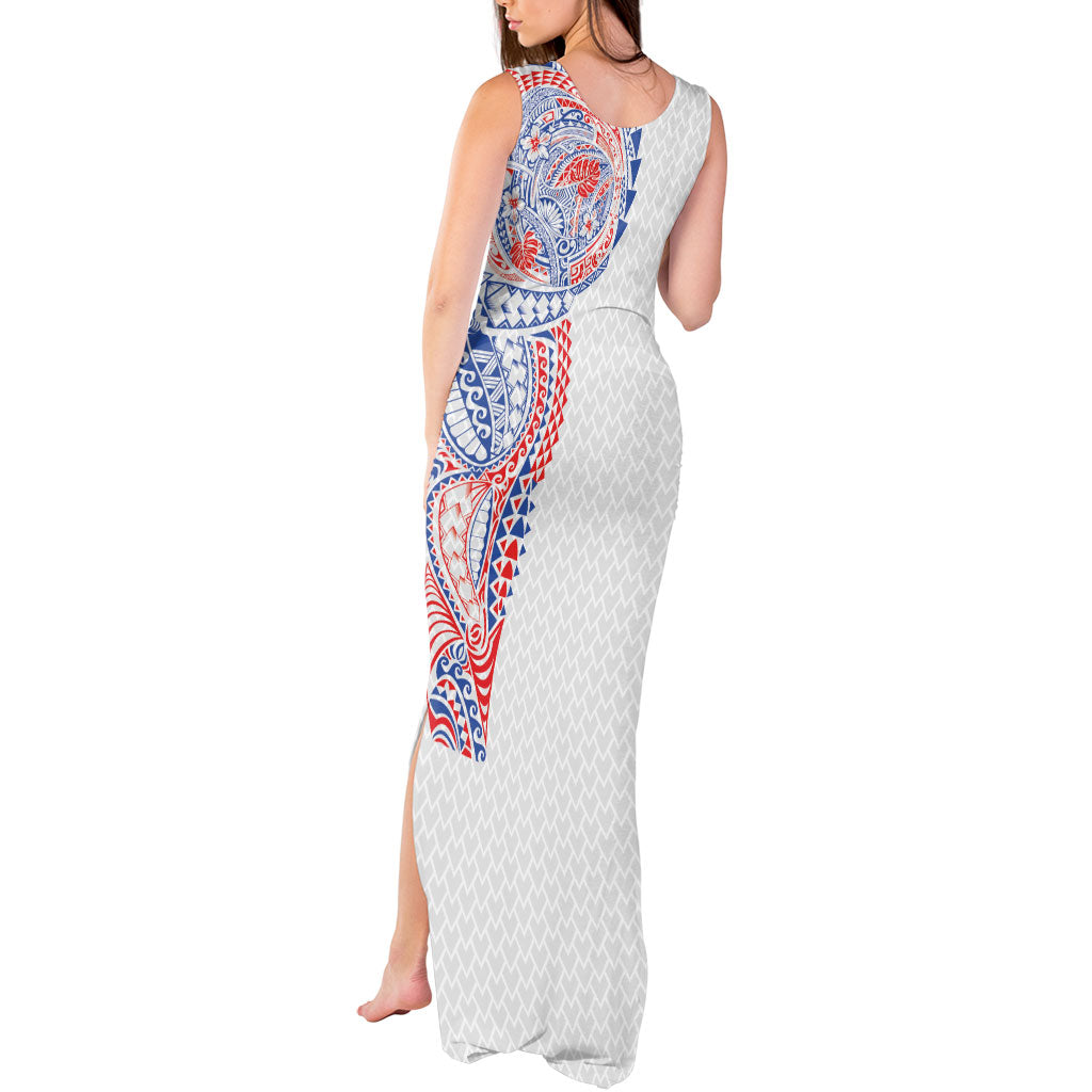 Hawaiian Traditional Tattoos Tank Maxi Dress Kakau Tribal Tropical Plant Motif Hawaii Flag Color Inspired LT03 - Polynesian Pride