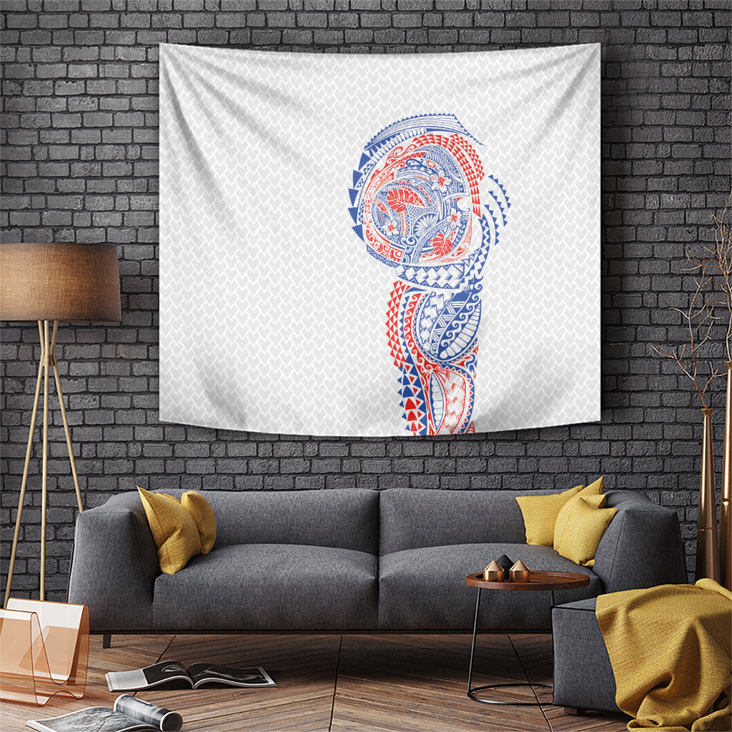 Hawaiian Traditional Tattoos Tapestry Kakau Tribal Tropical Plant Motif Hawaii Flag Color Inspired