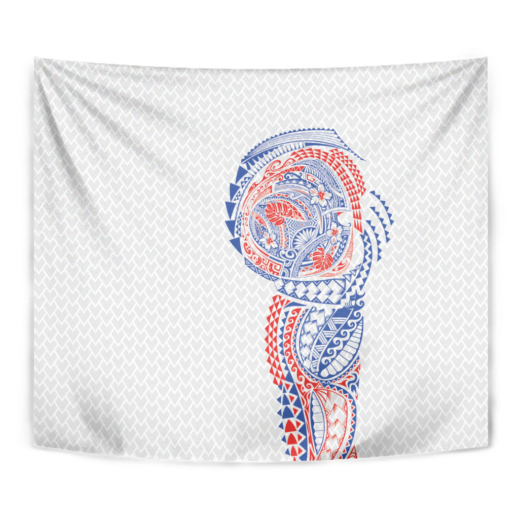 Hawaiian Traditional Tattoos Tapestry Kakau Tribal Tropical Plant Motif Hawaii Flag Color Inspired