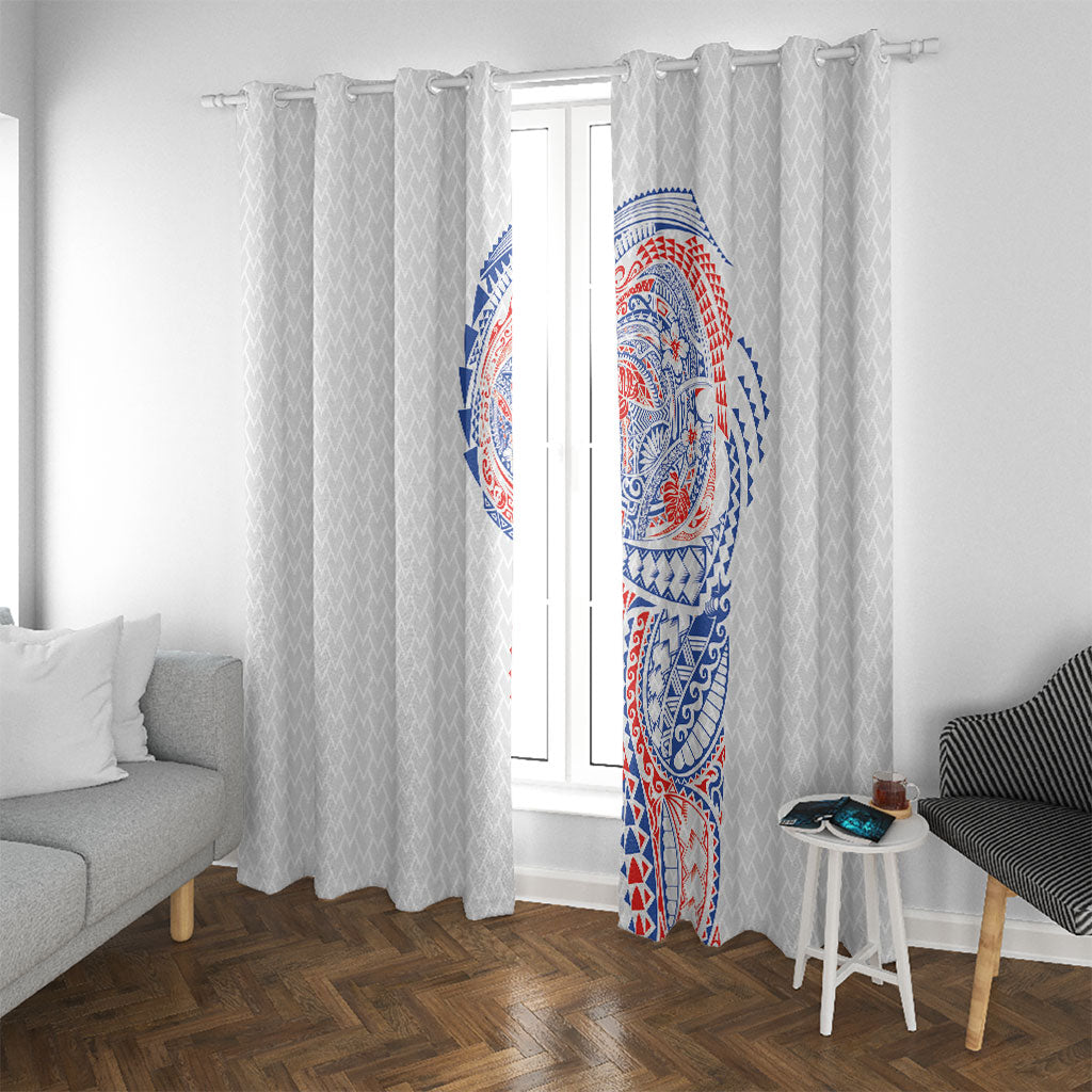 Hawaiian Traditional Tattoos Window Curtain Kakau Tribal Tropical Plant Motif Hawaii Flag Color Inspired