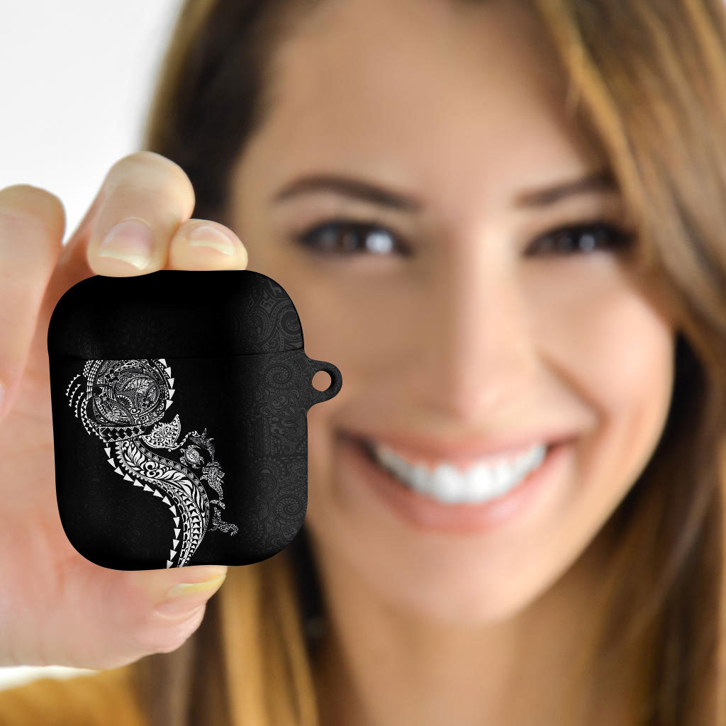 Hawaiian Kakau Tribal Sea Animals Tattoos AirPods Case Black Color LT03 - Polynesian Pride