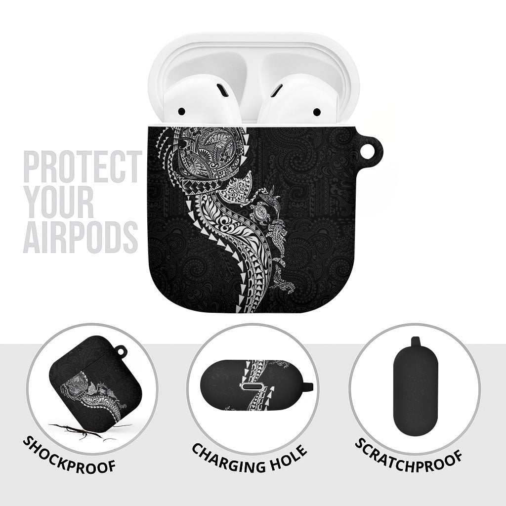Hawaiian Kakau Tribal Sea Animals Tattoos AirPods Case Black Color LT03 - Polynesian Pride